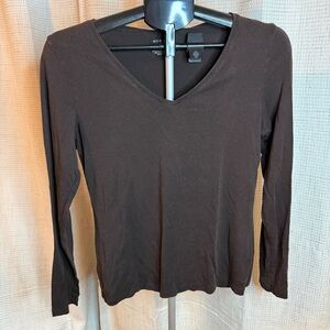 Merona Brown V-Neck Long Sleeve Tee